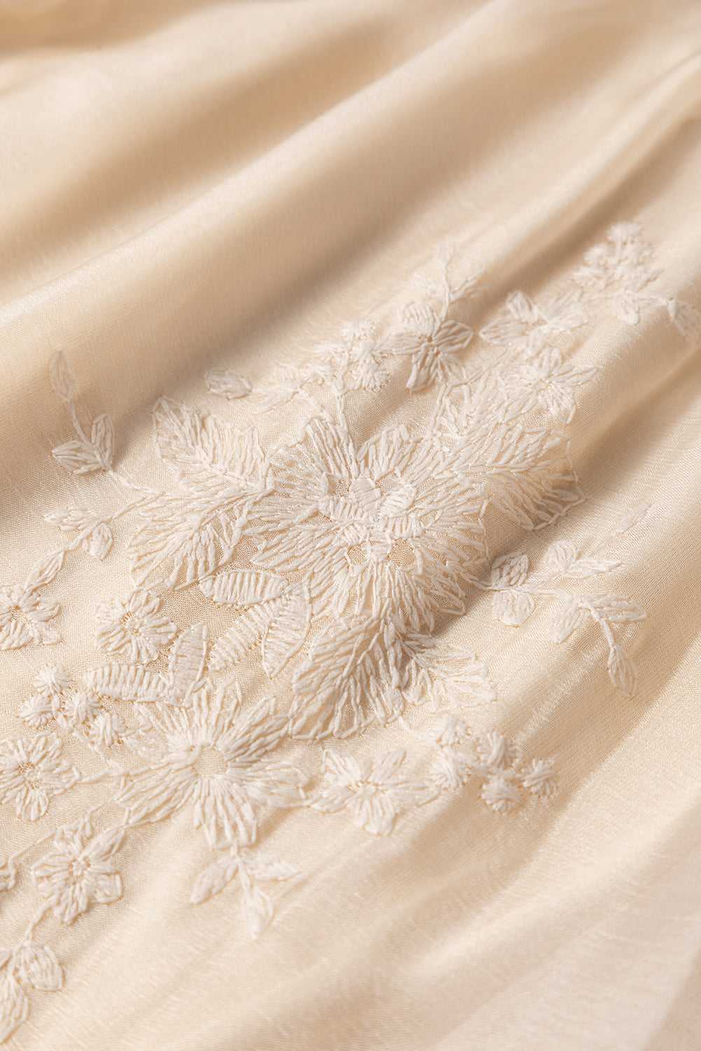 Embroidered Mesh Overlay Flowy Skirt