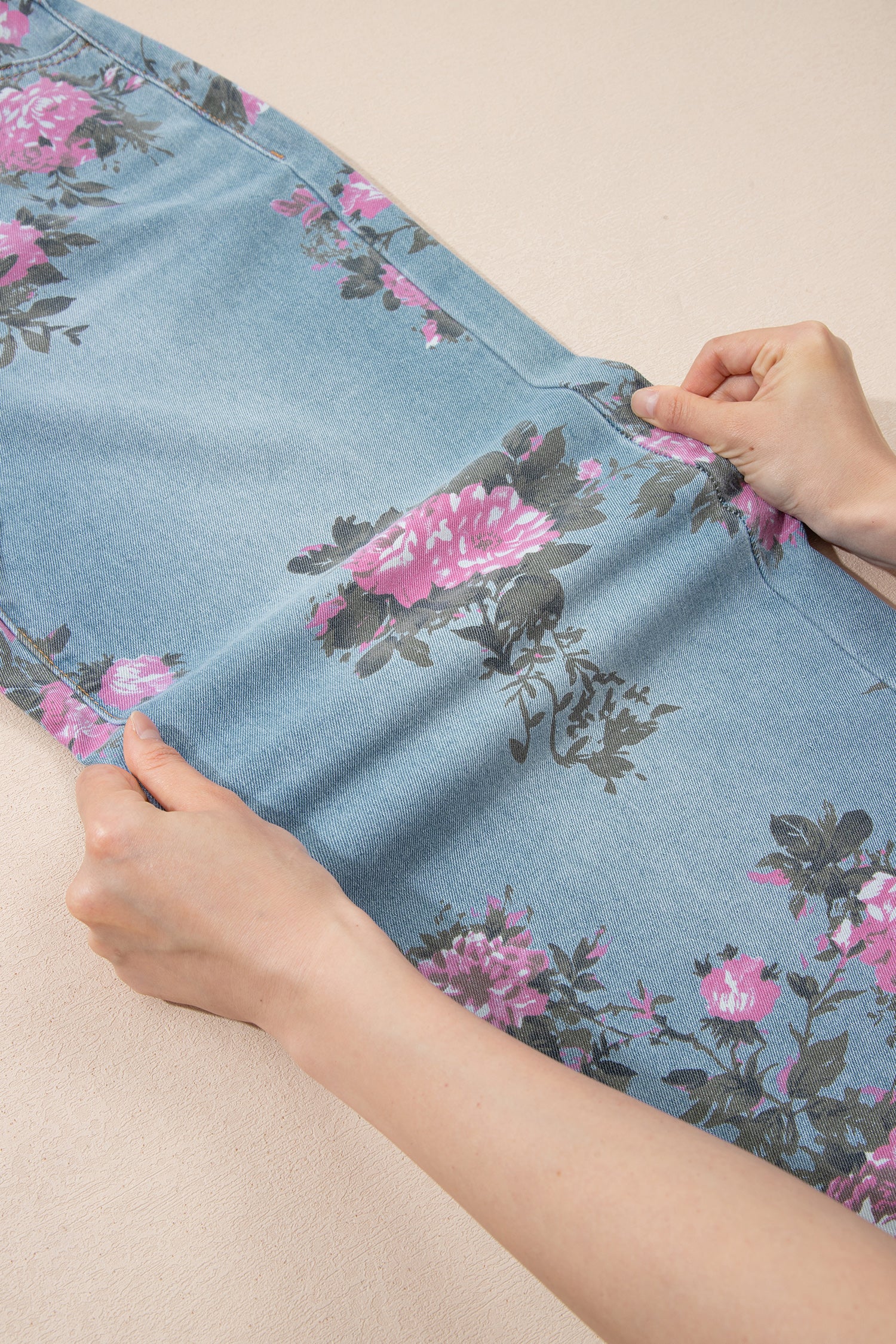 Garden Floral Print Low Rise Bootcut Denim Jeans
