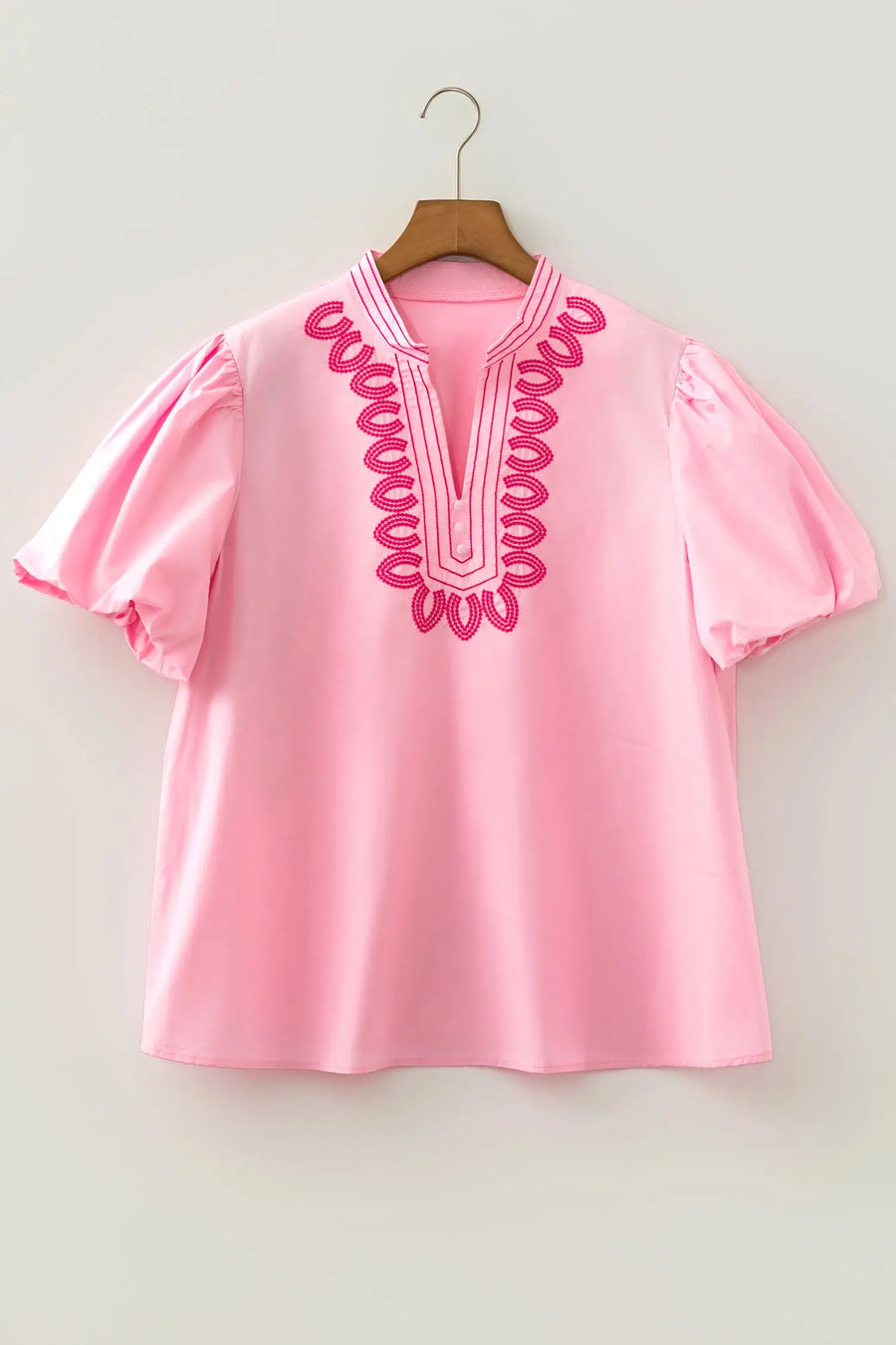 Boho Embroidered Puff Sleeve Cotton Blouse Women UK