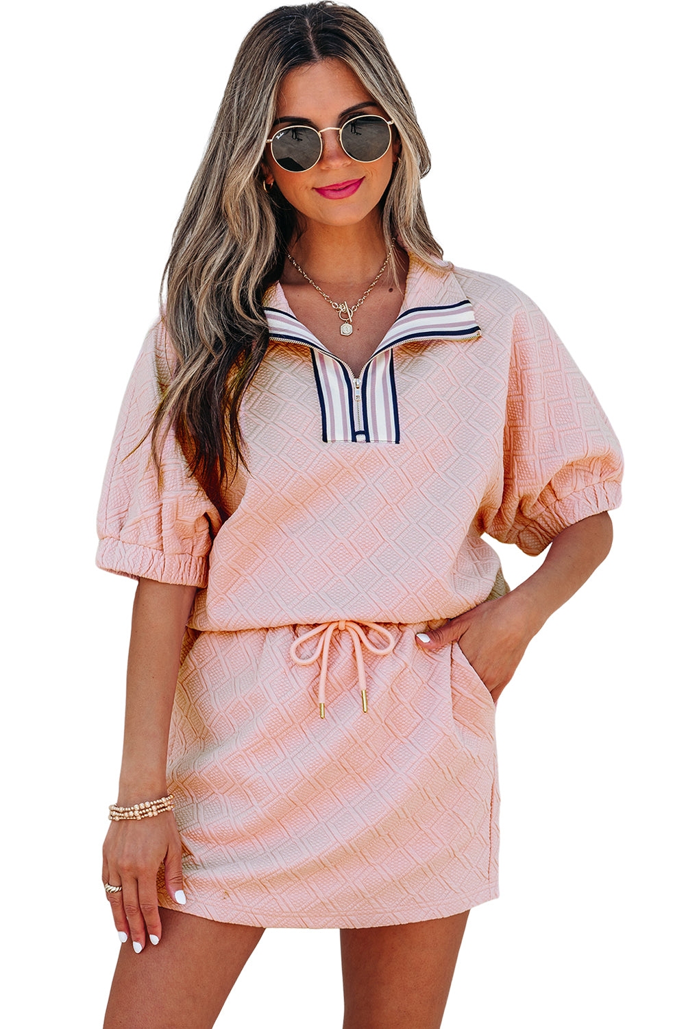 Blush Stripe Chic Skirt Set