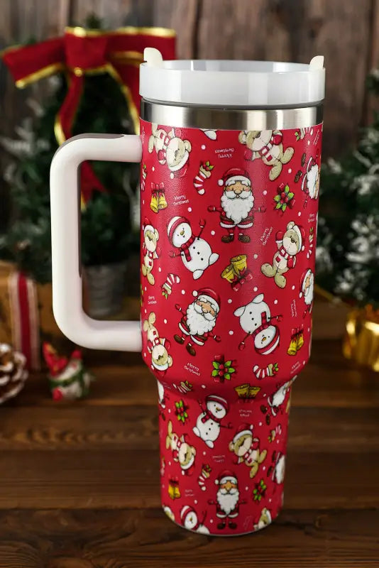 Accessories fiery red christmas pattern print handled