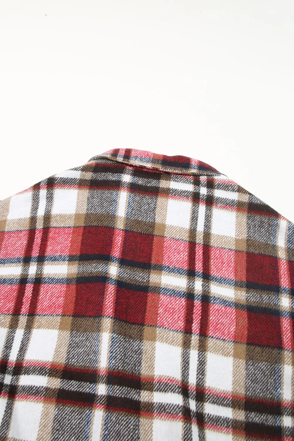 Fiery red plaid button up lapel jacket - outerwear
