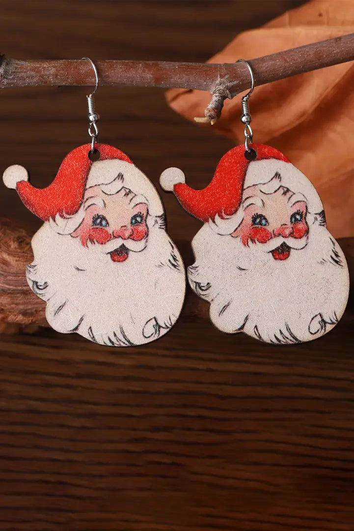 Fiery red santa clause christmas earrings - one size /