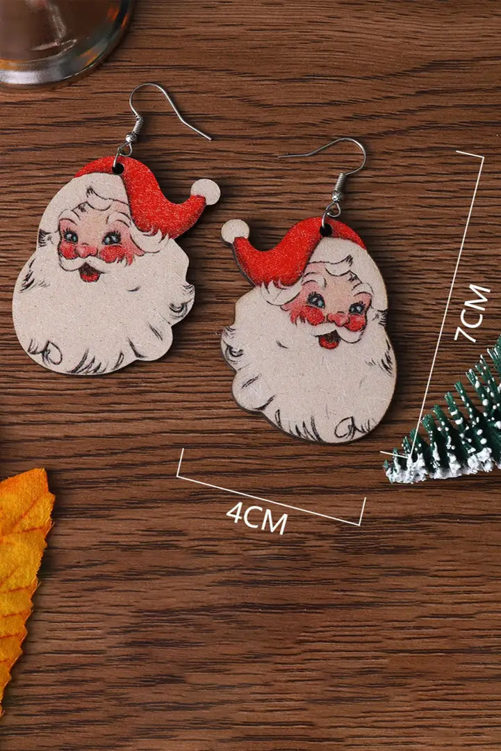 Fiery red santa clause christmas earrings - one size / 100% wood