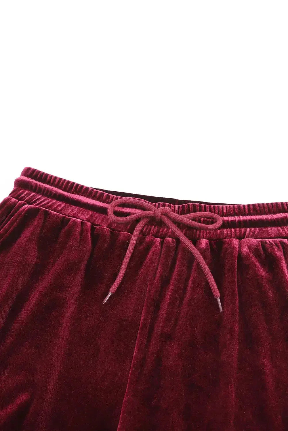Fiery Red Solid Velvet Two Piece Lounge Set - Fashionfitz
