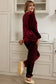 Fiery Red Solid Velvet Two Piece Lounge Set - Fashionfitz