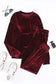 Fiery Red Solid Velvet Two Piece Lounge Set - Fashionfitz