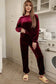 Fiery Red Solid Velvet Two Piece Lounge Set - Fashionfitz