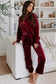 Fiery Red Solid Velvet Two Piece Lounge Set - Fashionfitz