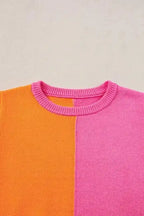 Flamingo Sweater Top - Color Block Knit Cap Sleeve - Fashionfitz