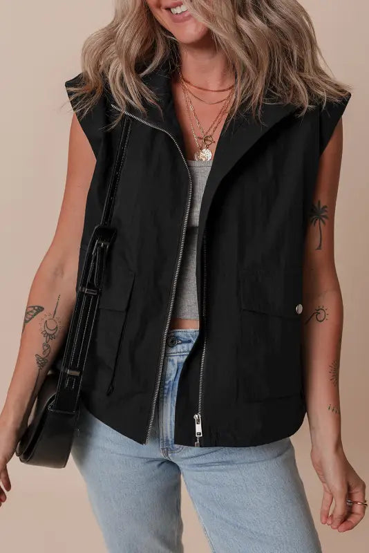 Flapfort zip vest - black | fashionfitz women’s outerwear