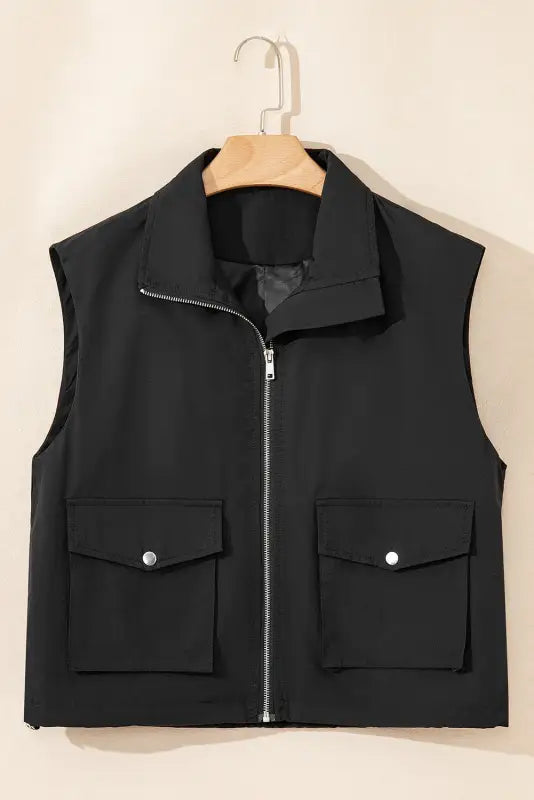 Flapfort zip vest - black | fashionfitz women’s outerwear