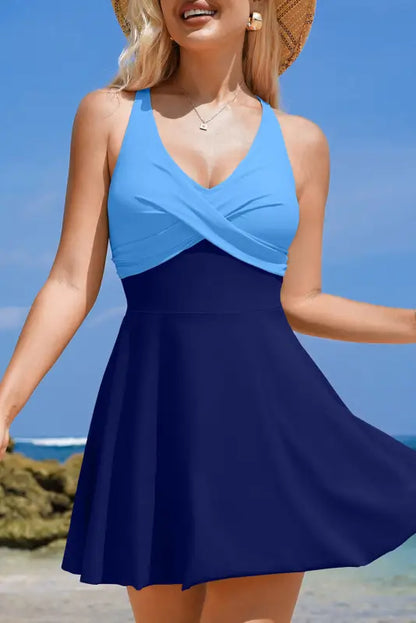 Flared swim dress - blue