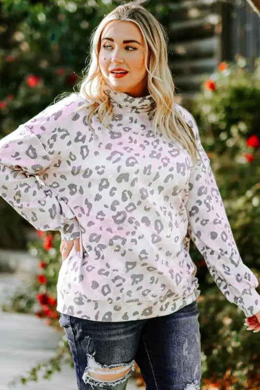 Fleece cowl neck plus size top - tops