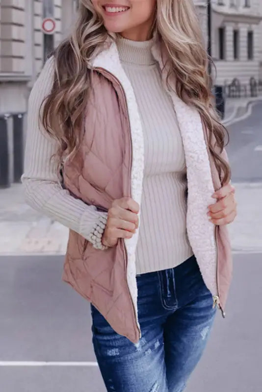 Fleece lined quilted vest | women’s coats | fashionfitz