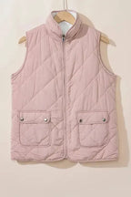 Fleece Lined Quilted Vest Coat - Fashionfitz