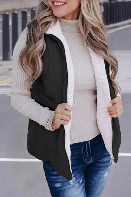 Fleece lined quilted vest | women’s coats | fashionfitz