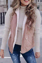 Fleece Lined Quilted Vest Coat - Fashionfitz