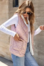 Fleece Lined Quilted Vest Coat - Fashionfitz