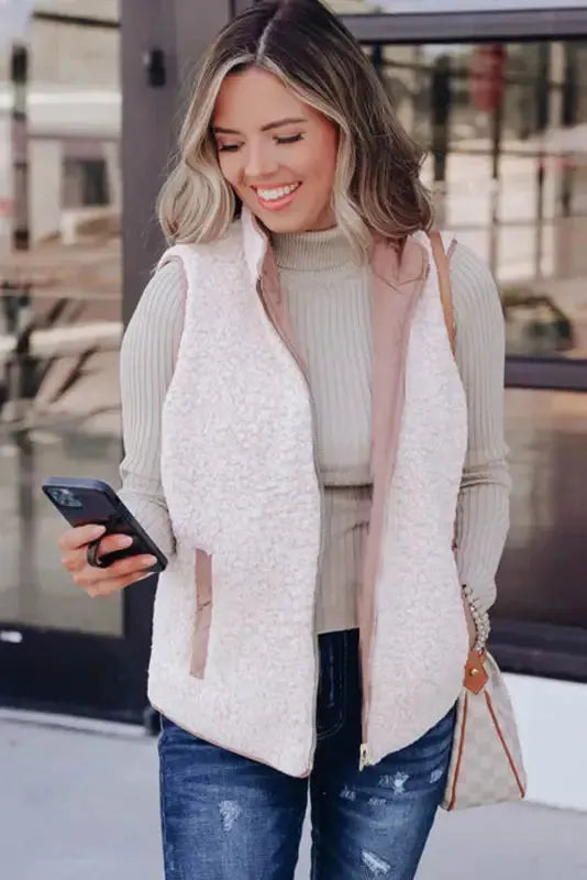 Fleece Lined Quilted Vest Coat - Fashionfitz