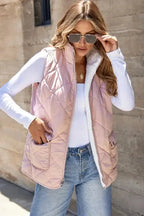 Fleece Lined Quilted Vest Coat - Fashionfitz