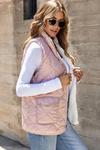 Fleece Lined Quilted Vest Coat - Fashionfitz