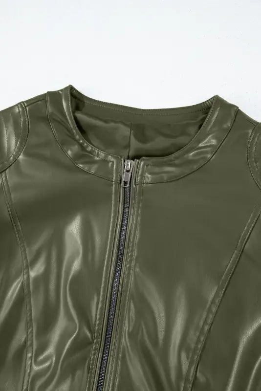 Sleek flightline faux leather jacket - top aviator style