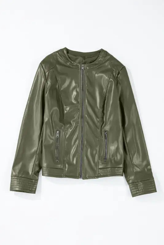 Sleek flightline faux leather jacket - top aviator style