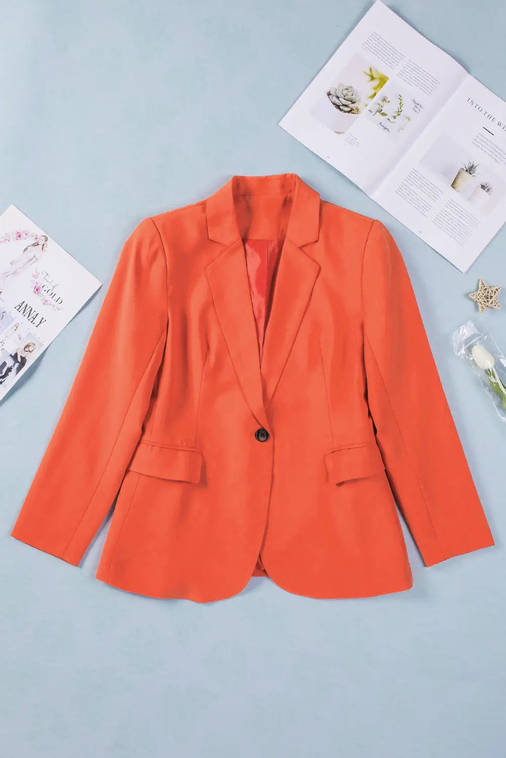 Flip pocket design chic blazer coat - outerwear