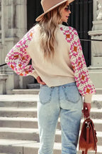 Floral Crochet Bell Sleeve Loose Sweater - Fashionfitz