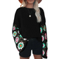 Black floral crochet bell sleeve loose sweater - sweaters & cardigans