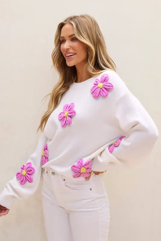 Floral crochet chunky knit sweater | cozy sweaters | fashionfitz