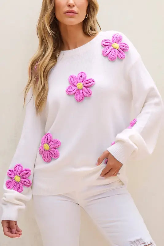 Floral crochet chunky knit sweater | cozy sweaters | fashionfitz