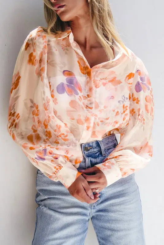 Embrace elegance with the floral drift oversized blouse | shop