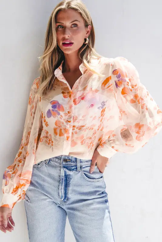 Embrace elegance with the floral drift oversized blouse | shop