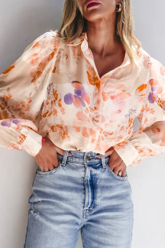 Embrace elegance with the floral drift oversized blouse | shop