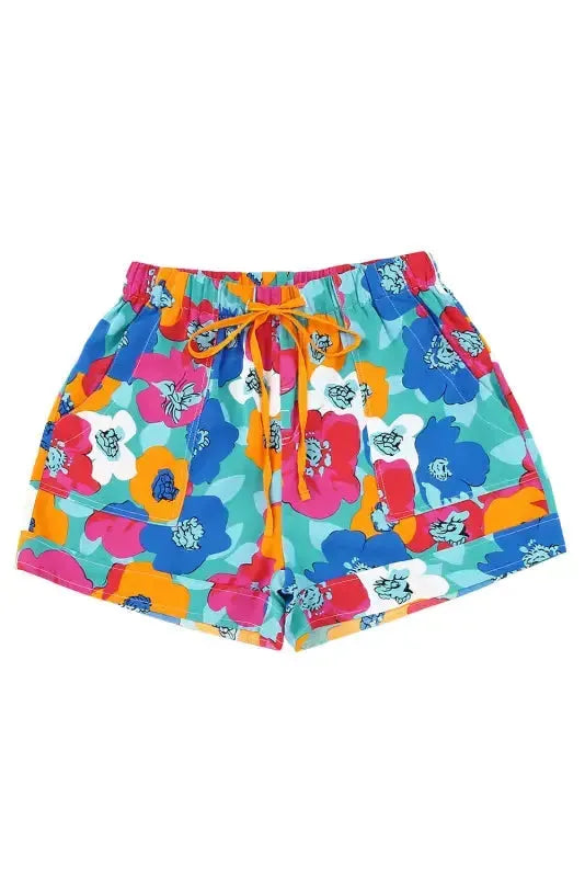 Floral Elastic Waist Casual Shorts - Fashionfitz