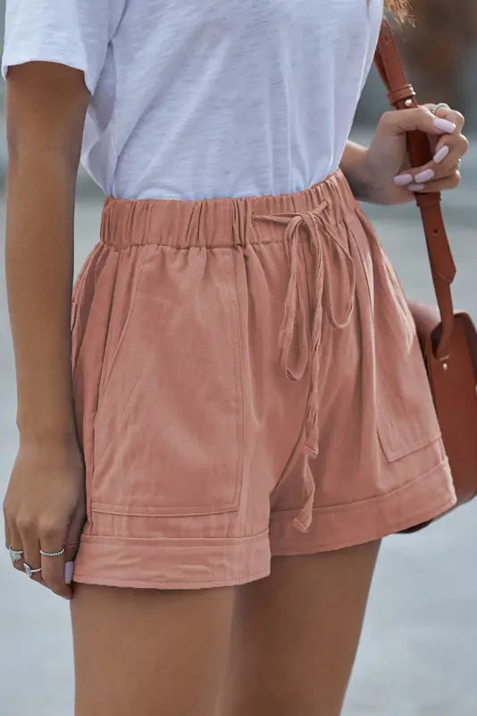 Floral elastic waist casual shorts