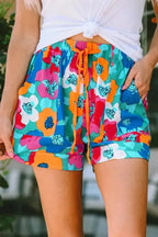 Floral Elastic Waist Casual Shorts - Fashionfitz