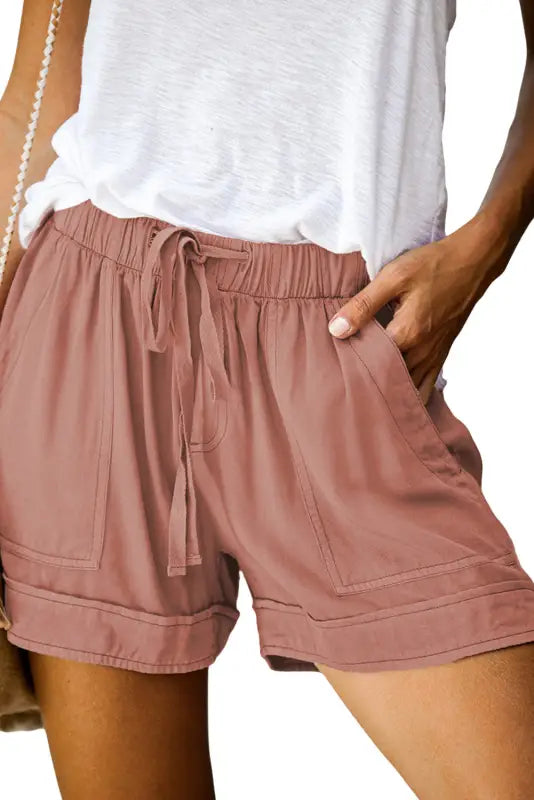 Floral elastic waist casual shorts