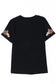 Black floral embroidered round neck short sleeve t shirt - tops