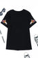 Black floral embroidered round neck short sleeve t shirt - tops