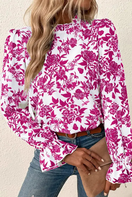 Floral finesse keyhole-back blouse | elegant & chic