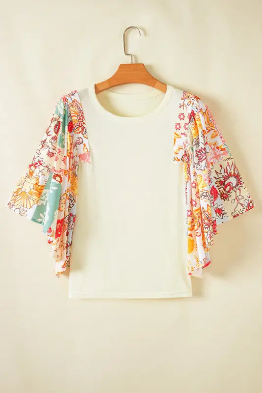 Floral fusion beige blouse