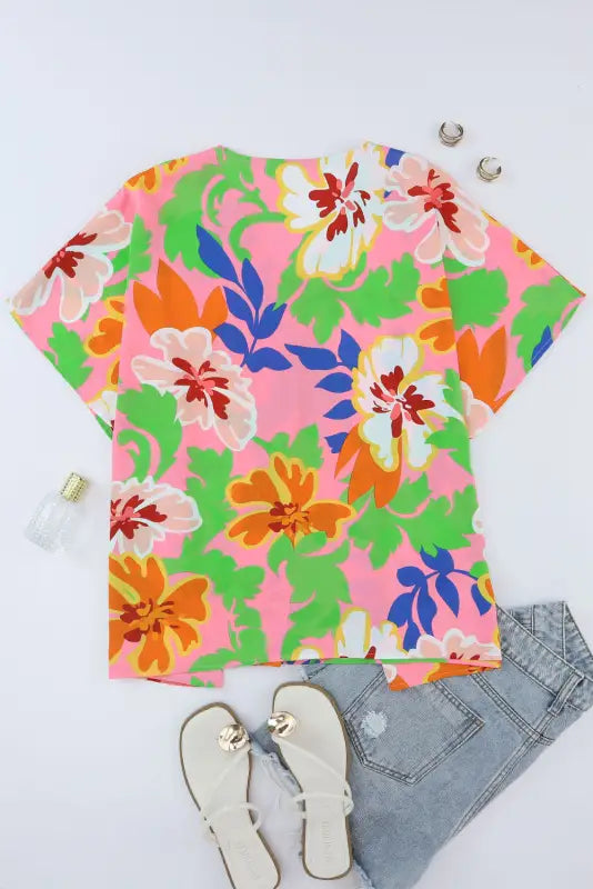 Floral loose tunic blouse - blouses