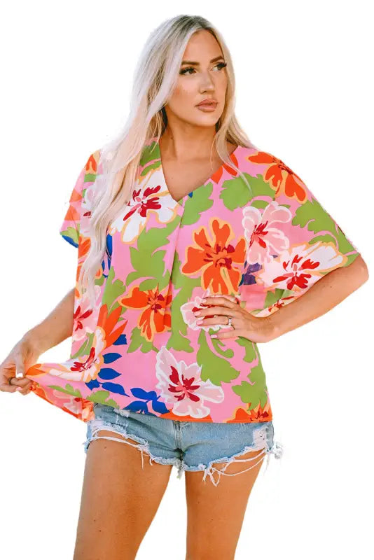 Floral loose tunic blouse - blouses