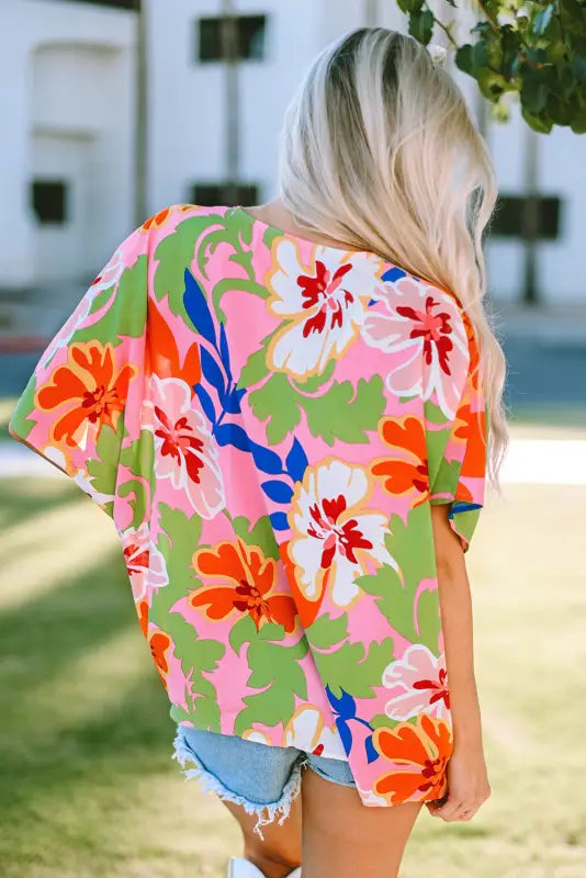 Floral loose tunic blouse - blouses