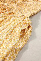 Floral Maxi Dress - Yellow Frilly Smocked High Waist - Fashionfitz