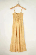 Floral Maxi Dress - Yellow Frilly Smocked High Waist - Fashionfitz