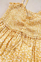 Floral Maxi Dress - Yellow Frilly Smocked High Waist - Fashionfitz